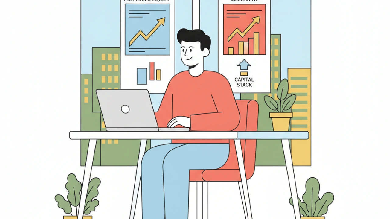 Flat vector illustration about Preferred Equity vs Mezzanine: When Each Makes Sense for commercial real estate professionals