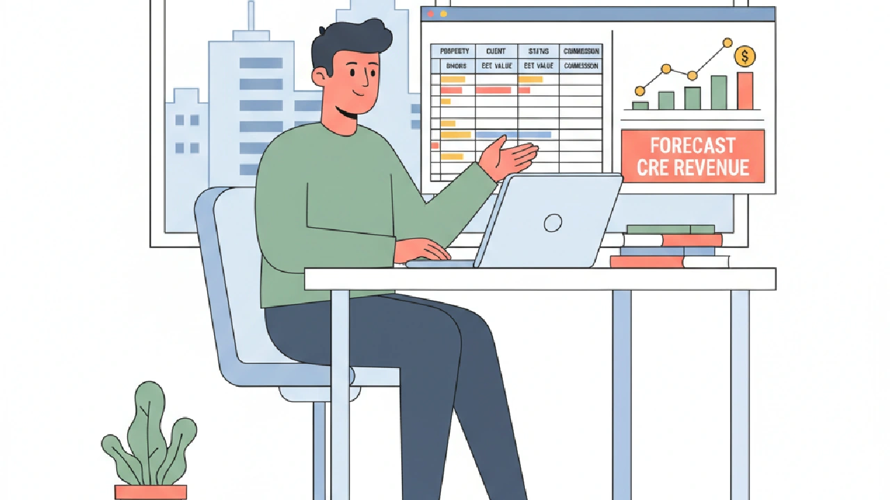 Flat vector illustration about Forecast CRE Commission Revenue 90 Days Out for commercial real estate professionals
