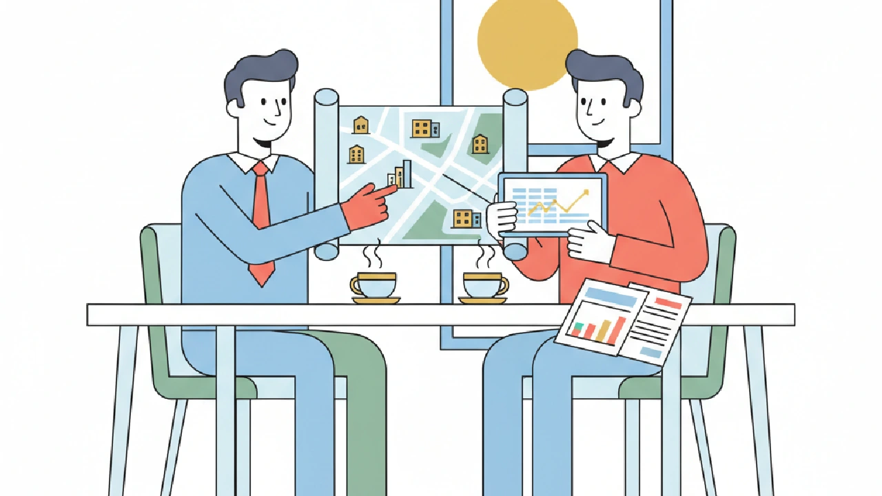 Flat vector illustration about How to Run a CRE Call Day That Actually Books Tours for commercial real estate professionals