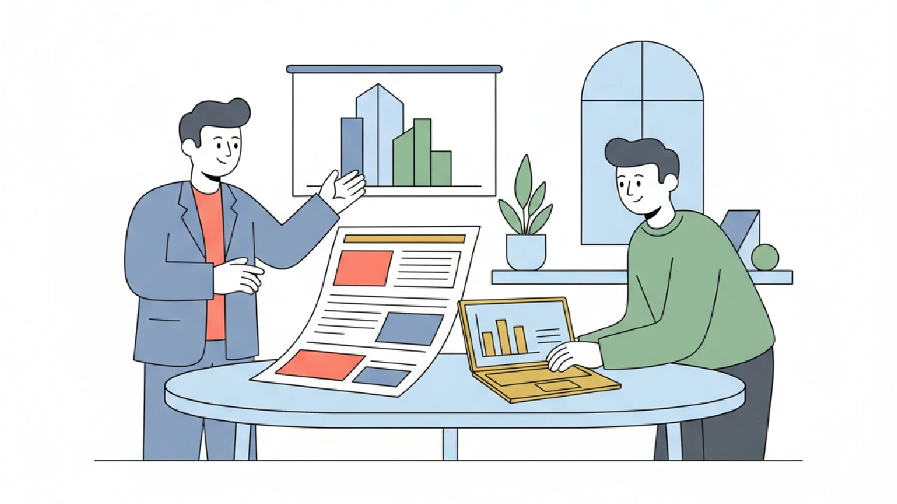 Flat vector illustration about How to Win a CRE Listing Pitch: Deck + Talking Points for commercial real estate professionals