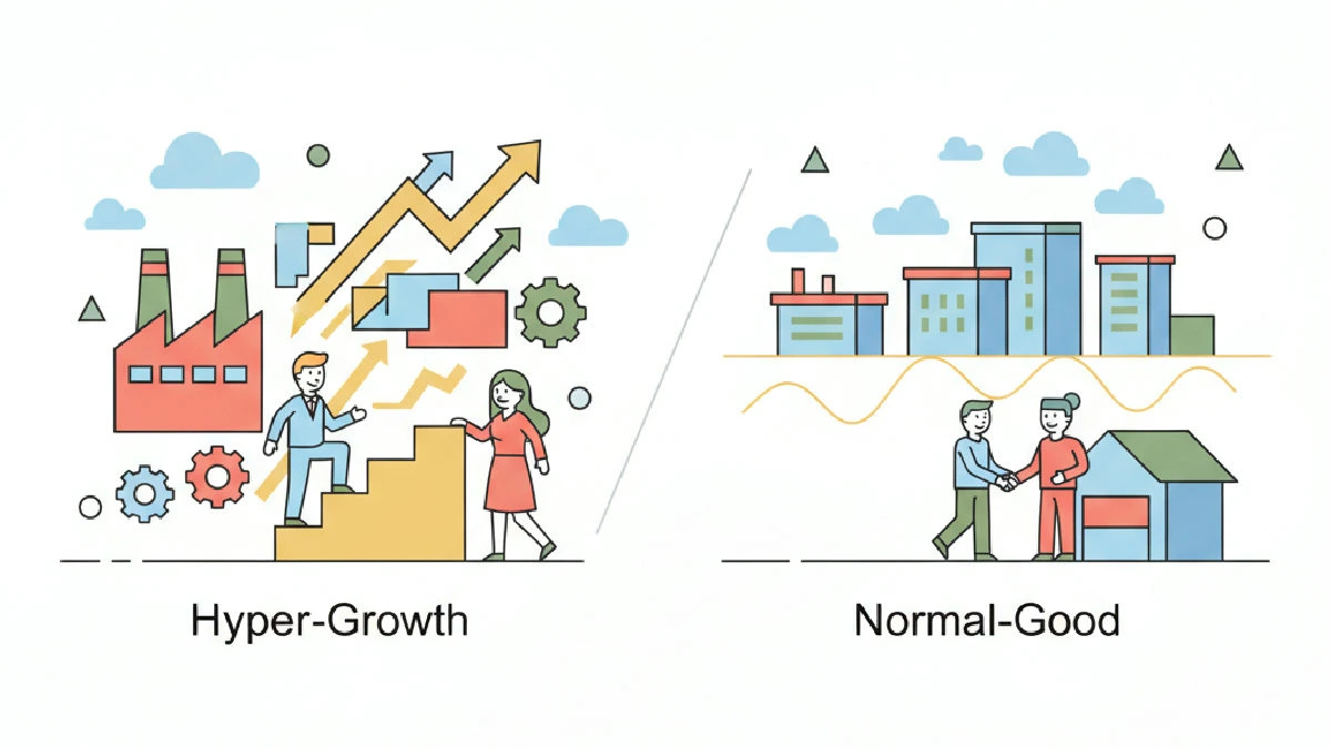 Flat vector illustration about Industrial: From Hyper‑Growth To Normal‑Good for commercial real estate professionals